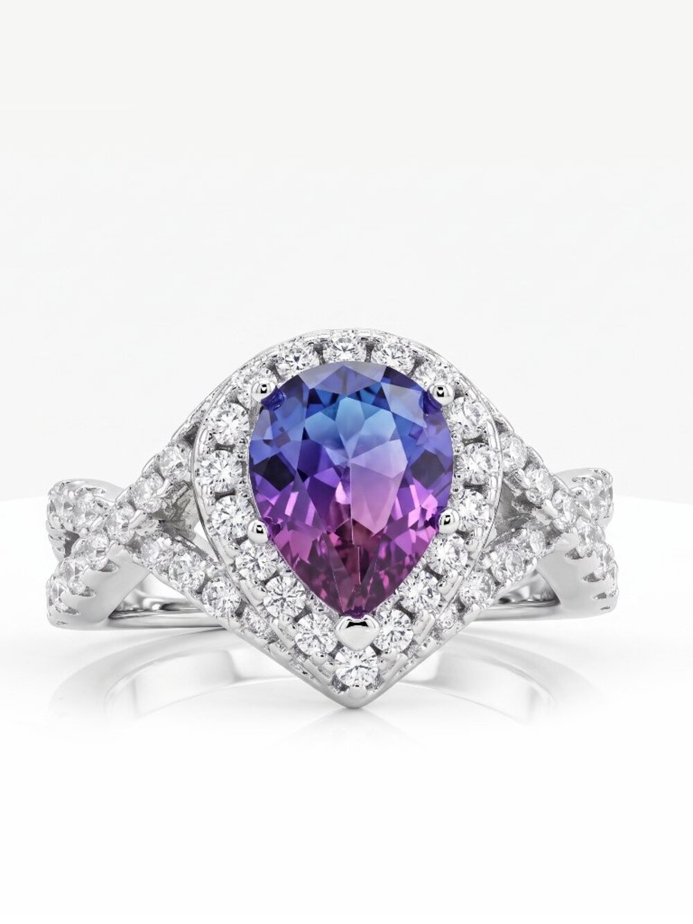 Pink & Purple Tourmarine Gemstone Ring, 925 Sterling Silver